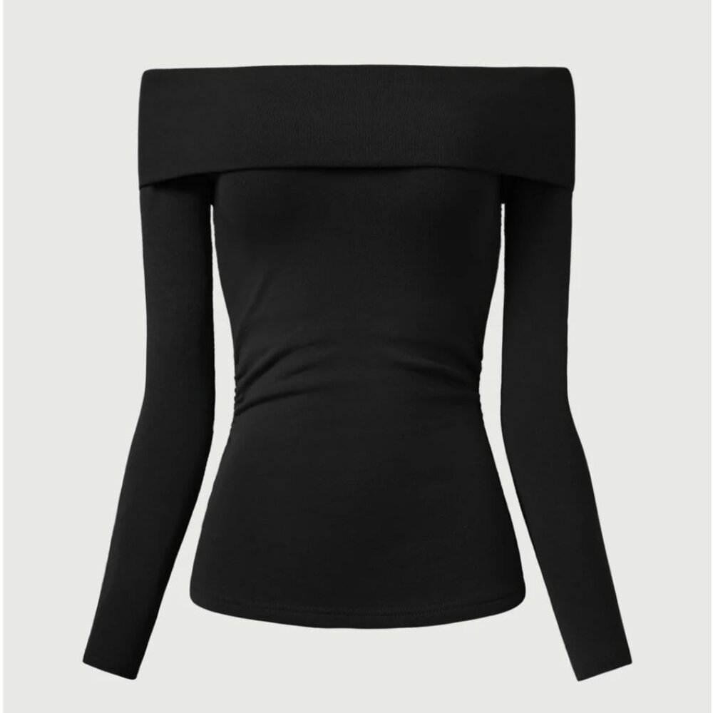 OGL Move Long Sleeve Off The Shoulder Brami Top - Black